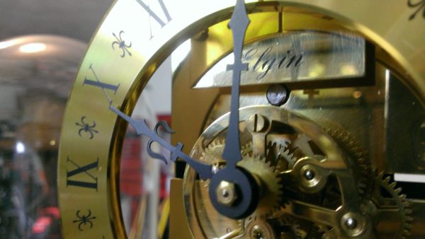 Elgin Sigfried Haller Skeleton Anniversary Clock Germany c. 1986